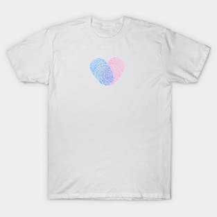 Valentine couple. Human finger print. Baby shower T-Shirt